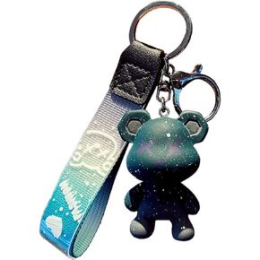 tenghong2021 Colorful Bear Keychain Men Women Boy Girl Creative Braided Rope Resin Animal Pendant Key Ring Accessories