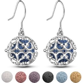INFUSEU Aromatherapy Essential Oil Diffuser Jewelry for Women Lava Rock Stone Earrings Dangle Unique Chakra Yoga Healing Aroma Gifts for Mom Grandma