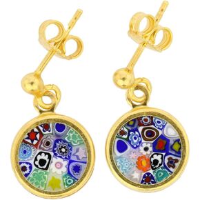 GlassOfVenice Murano Glass Millefiori Earrings In Gold-Plated Frame Multicolor