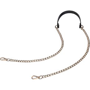 VanEnjoy 12MM Replacement Chain & Genuine Leather Shoulder Crossbody Straps for Handbags Purse Bags (Black-Silver Metal)