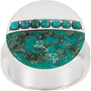 Silpada 'Get Into It' Sterling Silver with Green Patina Brass and Compressed Turquoise Ring