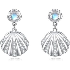 Starfish Drop Earrings 925 Sterling Silver Blue Opal Starfish Jewelry Gift Wave Dangle Leverback Earrings for Women Girls