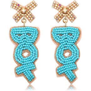 Boderier Baby Shower Earrings Beaded Boy Girl Gender Reveal Earrings Pregnancy Announcement Mom Mama to Be Gifts for Women