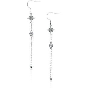 Pure Titanium Earring Hook For Sensitive Ear Fashion Jewelry White Gold Plated Meteor Star/Rhombus/Circle Bar/Cute Puppy Paw Heart Bell to Ring Dangle/North Star CZ Tassel Long Fringe Drop Earrings For Women Girls