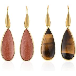 SHOP LC Set of 2 Gemstone Mix Goldtone Dangle Drop Earrings for Women Jewelry Birthday Gifts for Women