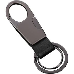 JINZHOUFZ Gift Box Packaging-Leather Car Keychain Carabiner Clip with 2 Key Rings Hooks Holder Purse Belt