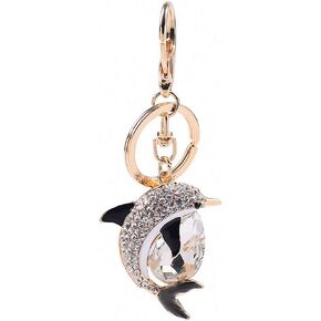 Giwotu Cute Crystal Dolphin Keychain Exquisite Rhinestone Dolphin Car Key Rings Female Bags Pendant Accessories Key Chains