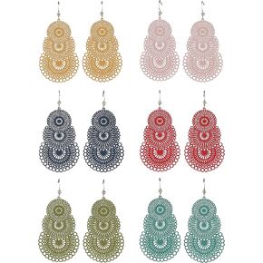 6 أزواج من الأقراط المتدلية خفيفة الوزن جوفاء على شكل حلقة، DIY بوهيمي نمط بوهيمي المتدلية الأذن متدلى لا تسبب الحساسية للنساء الفتيات أزياء ، الزنك ، المعادن, الزنك, معدن in Kuwait