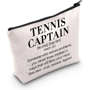 TSOTMO Tennis Captain Makeup Bag Gift Tennis Captain Definition Zipper Pouch Tennis Player Coach Gift Thank You Gift For Captain Tennis Lover Gift (TENNIS CAPTAIN)