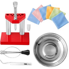 fisima Watch Puller Remover Lifter Puller Plunger Remover Set + 3pcs Cleaning Cloth + Tweezer + Round Metal Plate