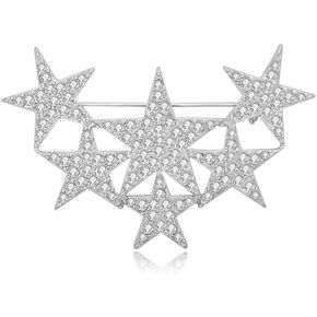 MANZHEN Exquisite Gold Silver Clear Crystal Rhinestone Star Brooch Pin