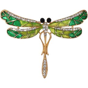 Fashion Enamel Rhinestone Pink Red Dragonfly Brooches Pins Cute Crystal Animal Insect Lapel Pin Brooch Costume Decorate Jewelry for Women Girl