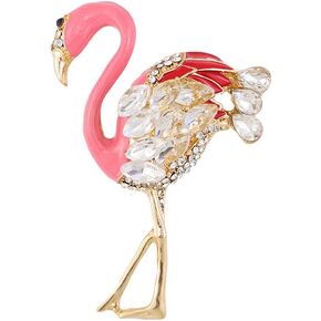 Cute Flamingo Sparkly CZ Brooches Pins Delicate Pink Animal Crystal Brooch Classic for Party Dance Banquet for Women Ladies Girls Dainty Elegant Beautiful Lapel Pins Dress Suit Shirt Ceremony Clothes Accessories Jewelry Mother's Day Valentine's Day Decor 