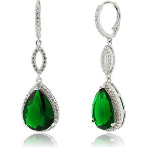 925 Sterling Silver Gemstone Drop Earrings for Women | 16x12MM Pear Shape Teardrop Earrings | Anti-Tarnishing & Hypoallergenic Dangle Earrings by MAX + STONE