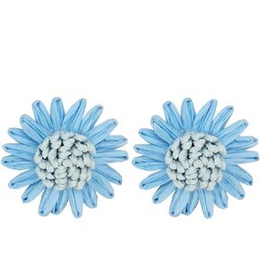 Flower Earrings for Women, Handmade Daisy Flower Earrings Boho Raffia Statement Earrings Summer Jewelry for Women Girls