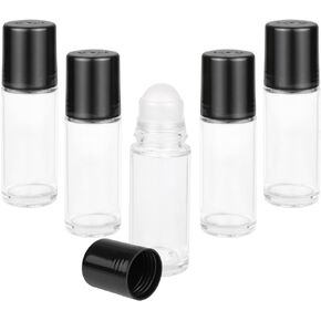 5 Pack DIY Deodorant Containers Empty Glass Deodorant Bottles Refillable Roll On Bottles For Essential Oil Perfumes Sunscreen Moisturizer (50ml/1.7oz)
