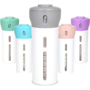 Travigo 4-in-1 Travel Bottle Dispenser, TSA Approved,Includes Four Empty Reusable 1.4 oz. (40 mL) Cosmetic Toiletry Containers for Sanitizer, Soap, Lotions, Skincare, Makeup Products (Black Green)
