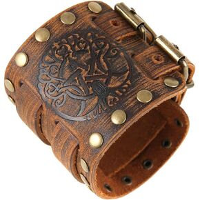 Men's Wide Cuff Wristband Punk Rock Motorbike Wide Belt Leather Bracelet
