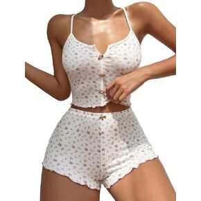 SOLY HUX Women's Pajama Set Heart Letter Print Cami Top and Shorts Lounge Sets Sleepwear