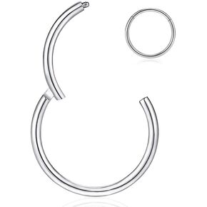 Titanium Hinged Hoop Nose Rings for Women 20G 9MM Silver Septum Rings Nose Piercings Hypoallergenic Cartilage Helix Tragus Conch Daith Rook Hoop Earring Lip Ring