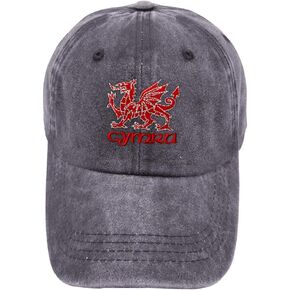 Custom Vintage Washed Hat Cymru Welsh Dragon Embroidery Dad for Men & Women