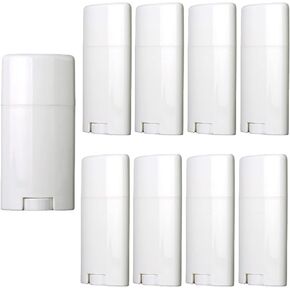 Minsily 10 Pack 75ml White Empty Deodorant Containers 2.5 oz Oval Lip Balm Tubes Plastic Deodorant Container Oval Twist Up Refillable Tubes BPA-Free for DIY Deodorants Lipstick Crayon Chapstick Tubes