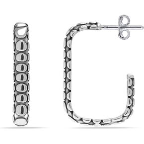 LeCalla 925 Sterling Silver Jewelry Light-Weight Antique Bamboo Hoop Earrings for Women Teen