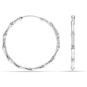 LeCalla 925 Sterling Silver Jewelry Light-Weight Antique Bamboo Hoop Earrings for Women Teen