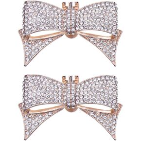 Happyyami 1 Pair Bow Shoe Clips Removable Shoe Charms Bowknot Shoes Jewelry Decorative Shoe Accessories for Women Bride Wedding Prom Party Shoes Decoration