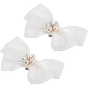 Holibanna Pearl Shoelaces Clip Bow Knot Crystal Shoes Clips DIY Decorative Shoe Clips Shoes Accessory