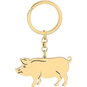 WEVENI Stainless Steel Pig Keyring Pig Key Chain Rings Purse Bag Charms for Women Girls