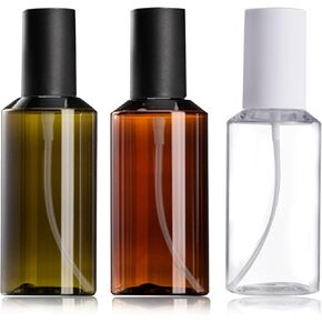 Portable Travel Spray Bottle,3Pcs 100ml/3oz Fine Mist Hairspray Bottle for Essential Oils, Empty Airless Makeup Face Spray Bottle Clear Refillable Travel Containers for Cosmetic Skincare Perfume.