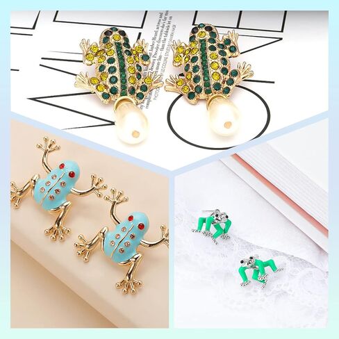 أقراط الضفدع للنساء - أقراط الضفدع الفريدة من نوعها على شكل جيتار الفراولة وأوراق اللوتس | لطيف الحيوان قطرة استرخى المجوهرات الفتيات في سن المراهقة عشاق الهدايا الجمالية in Kuwait