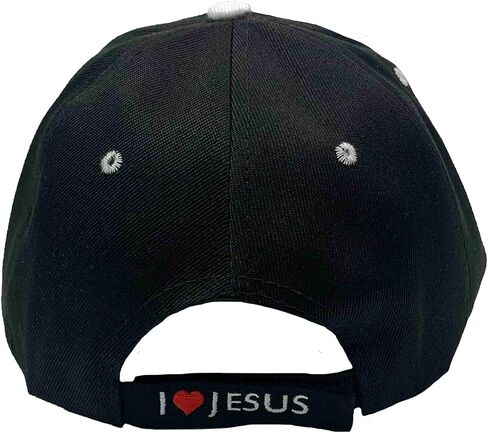Walk with Jesus Black Canvas Cap with Embroidery | One Size Fits All | Hook & Loop Closure | 100% Polyester | Adjustable Band in Back | 6 Panel hat w/ 6 Eyelets in Kuwait