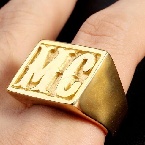 OAKKY Men's European Style Titanium Steel Domineering MC Rings in Saudi Arabia