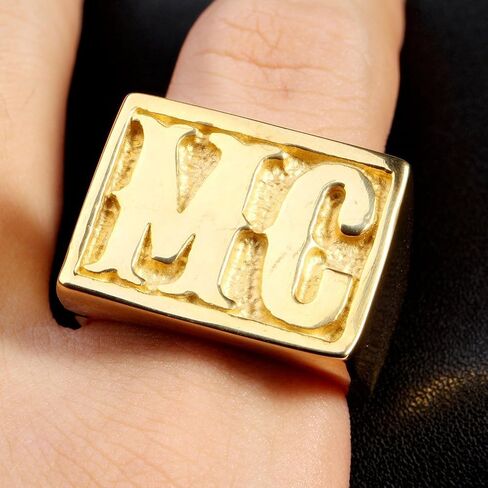 OAKKY Men's European Style Titanium Steel Domineering MC Rings in Saudi Arabia