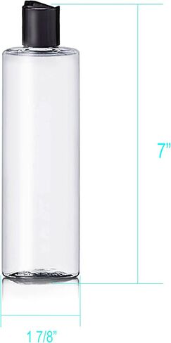 زجاجات بلاستيكية شفافة فارغة سعة 236 مل مع أغطية علوية على شكل قرص أسود، وحاويات أسطوانية قابلة لإعادة الملء للشامبو واللوشن والكريم والمزيد... عبوة من 6 قطع، خالية من مادة BPA، مصنوعة في الولايات المتحدة الأمريكية in Kuwait