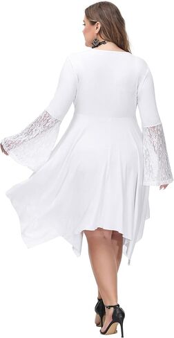 Hanna Nikole Women Plus Size Renaissance Dress, Retro Medieval Costume Irregular Hem Midi Dresses for Halloween Party in Saudi Arabia
