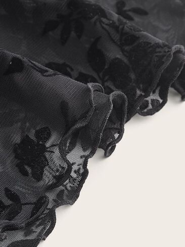 COZYEASE Women's Floral Print Lace Mesh Cami Crop Top Y2K Sleeveless Frill Lettuce Trim Ruched Bust Camisole in Saudi Arabia