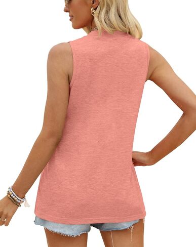 Tank Top for Women Summer V Neck T Shirts Casual Blouses Sleeveless Tunic Tops Loose Fit in Saudi Arabia