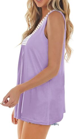 XIEERDUO Womens Summer Tops Cap Sleeves Eyelet Fabric Tshirts V Neck Tank Tops Loose Fit in Saudi Arabia