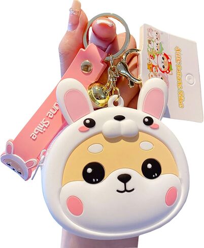 لطيف عملة محفظة السوار المفاتيح، سيليكون شيبا اينو محفظة مفتاح حقيبة يد الملحقات كيرينغ للأطفال الفتيات النساء in Kuwait