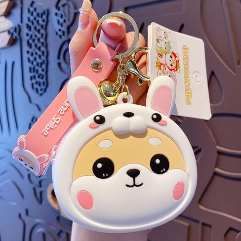 لطيف عملة محفظة السوار المفاتيح، سيليكون شيبا اينو محفظة مفتاح حقيبة يد الملحقات كيرينغ للأطفال الفتيات النساء in Kuwait