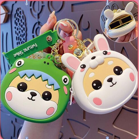 لطيف عملة محفظة السوار المفاتيح، سيليكون شيبا اينو محفظة مفتاح حقيبة يد الملحقات كيرينغ للأطفال الفتيات النساء in Kuwait