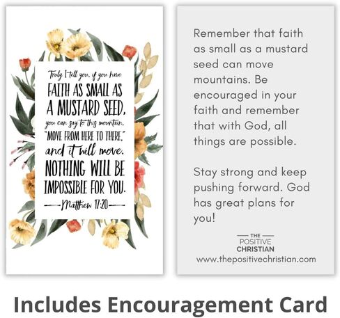 The Positive Christian Mustard Seed Heart Key Chain - Stainless Steel Christian Keyring with Real Mustard Seed Charm - Christian Gifts for Women & Men Faith - Religious Jewelry Gift in Kuwait