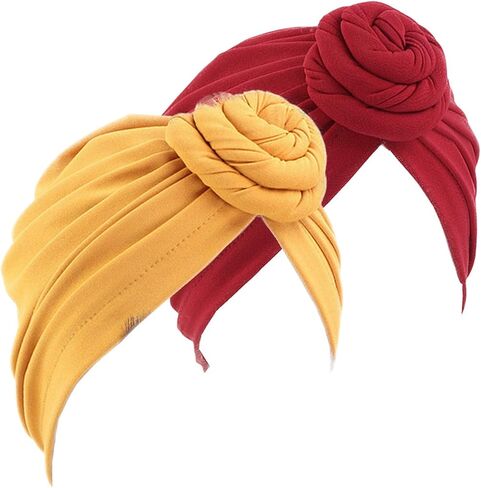 Qianmome Womens Turban African Pattern Knot Headwrap Beanie Pre-Tied Bonnet Chemo Cap Hair Loss Hat in Saudi Arabia