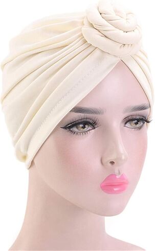Qianmome Womens Turban African Pattern Knot Headwrap Beanie Pre-Tied Bonnet Chemo Cap Hair Loss Hat in Saudi Arabia