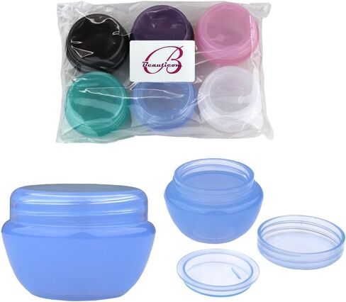 Beauticom 10G/10ML Frosted Container Jars with Inner Liner for Scrubs, Oils, Salves, Creams, Lotions, Makeup Cosmetics, Nail Accessories, Beauty Aids - BPA Free (6 Pieces, Blue) in Saudi Arabia