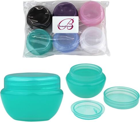 Beauticom 10G/10ML Frosted Container Jars with Inner Liner for Scrubs, Oils, Salves, Creams, Lotions, Makeup Cosmetics, Nail Accessories, Beauty Aids - BPA Free (6 Pieces, Blue) in Saudi Arabia