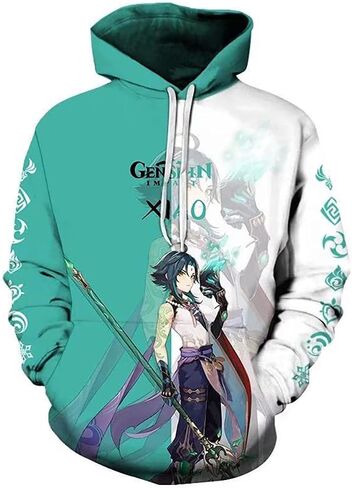 Genshin Impact Hoodie Klee 3D Printed Hooded Barbatos Pullover Xiao Sweatshirt Jacket Outwear Cosplay Costume,S-3XL in Saudi Arabia